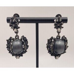 Vintage Selro Selini Moon Glow Gray Screwback Dangle Earrings